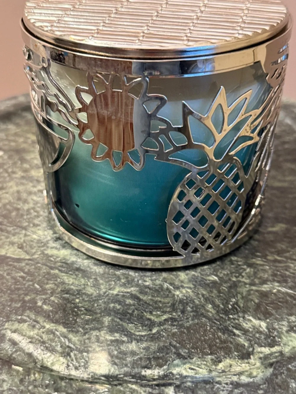 White Barn Eucalyptus Rain Candle -chrome color “Margaritaville” candle holder - Picture 4 of 16